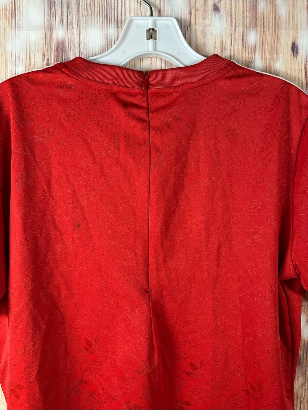 Adidas Red Jacquard Short Sleeve Bodysuit Size Large - Picture 13 of 15